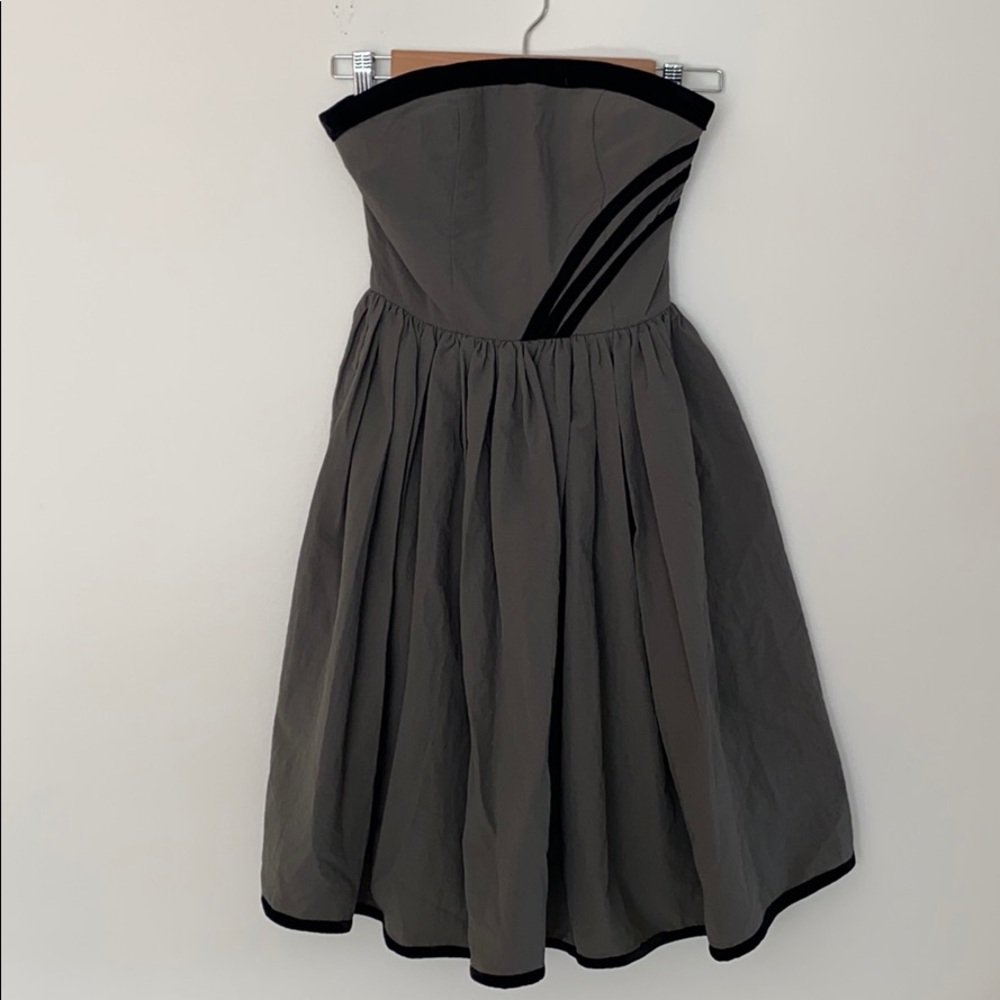 Grey & black strapless dress